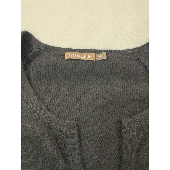 J McLaughlin 100% Cashmere Black Crew neck Sweater Size M - Picture 6 of 7